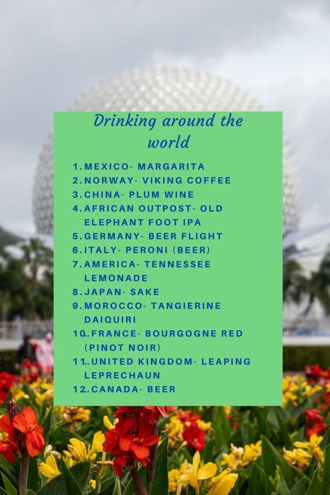 Ranking of all the quick service locations at EPCOT. We also have drinking and snacking around the world suggestions. No matter if you are on the Disney Dining Plan or not. You will find food and drinks from around the world to try. Both good and bad.#wdw #ddp Disney Epcot Drinking Around The World, Epcot Drinking Around The World List, Epcot Drink Around The World, Disney Drink Around The World, Drink Around The World Epcot, Drinking Around The World Epcot, Epcot Drinking Around The World, Drinks From Around The World, Disney Drinks