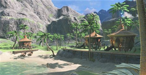 Lurelin Village Botw, Lurelin Village, Outset Island, Fairy Fountain, Fantasy Village, Botw Zelda, Beach Village, Zelda Breath Of The Wild, Wind Waker