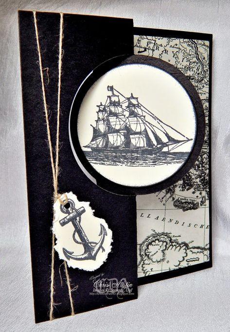 * Luv 2 Cre8 With U! *: The Open Sea Manly Card Boat Card, Sea Cards, Men's Birthday, Cards For Men, Man Cards, Mens Cards, Guy Cards, Nautical Cards, Linen Thread