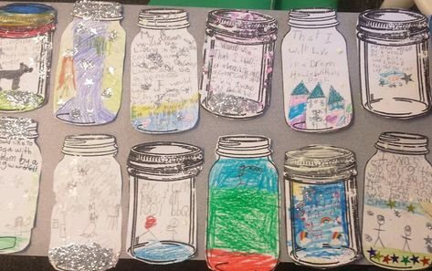 The BFG dream jars: writing and art project. Bfg Dream Jar, Bfg Party, Bfg Activities, Bfg Dream Jars, 2023 Classroom, Dream Jar, Transition Ideas, Jar Image, The Bfg