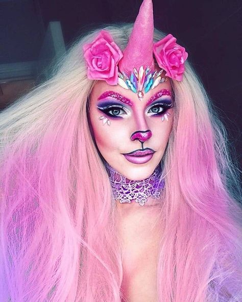 Safari Makeup, Unicorn Makeup Halloween, Exotic Makeup, Halloween Make-up Looks, Unicorn Halloween Costume, Cute Halloween Makeup, Bright Makeup, Unicorn Makeup, Magical Makeup