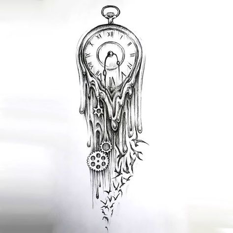 One of the best tattoo design of a melted clock made in black and gray sketch style. Style: Sketch. Color: Gray. Tags: Cool, Best, Meaningful Melting Clock, Hourglass Tattoo, Kunst Tattoos, Clock Tattoo Design, Istoria Artei, Tattoo Zeichnungen, 그림 낙서, Geniale Tattoos, Clock Tattoo