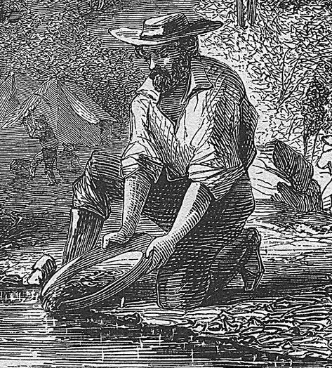 Illustration: man panning for gold in the California gold fields. Credit: Wikimedia Commons. Read more on the GenealogyBank blog: “The True Story of Mary Cook, Part II: Wagon Trains, Gold Rushes, Shipwrecks, Wars, Fires, Earthquakes, Love & More!” https://blog.genealogybank.com/the-true-story-of-mary-cook-part-ii-wagon-trains-gold-rushes-shipwrecks-wars-fires-earthquakes-love-more.html Amador County, California Gold Rush, Panning For Gold, Forty Niners, Gold Prospecting, California Gold, Tinta China, Gold Mining, American West