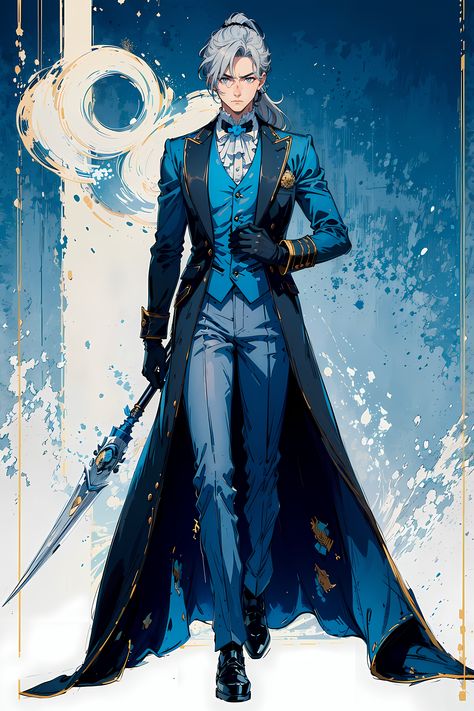 Blue Prince Aesthetic, Masquerade Outfit Men, Galaxy Suit, Fantasy Prince Outfit, Fantasy Suit, Turquoise Clothes, Prince Clothes, Art Outfit, Manga Boy