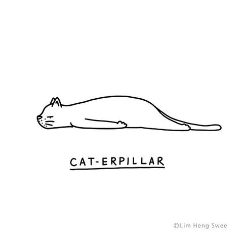 Artist Lim Hem Swee in Kuala Lumpur, Malaysia has created "Moody Animals" a very clever series of illustrations that show different animals (both real and Lazy Cat Illustration, Lazy Cat Drawing, Language Tumblr, Lazy Illustration, Hungry Illustration, Cat Erpillar, Daily Doodle, Cat Language, Animal Puns