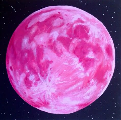 Pink Moon Drawing, Pink Moon Art, Pink Moon Painting, Moon Painting Ideas, Kpop Pants, Sag Season, Pink Thoughts, Cherry Valentine, Room Decor Prints