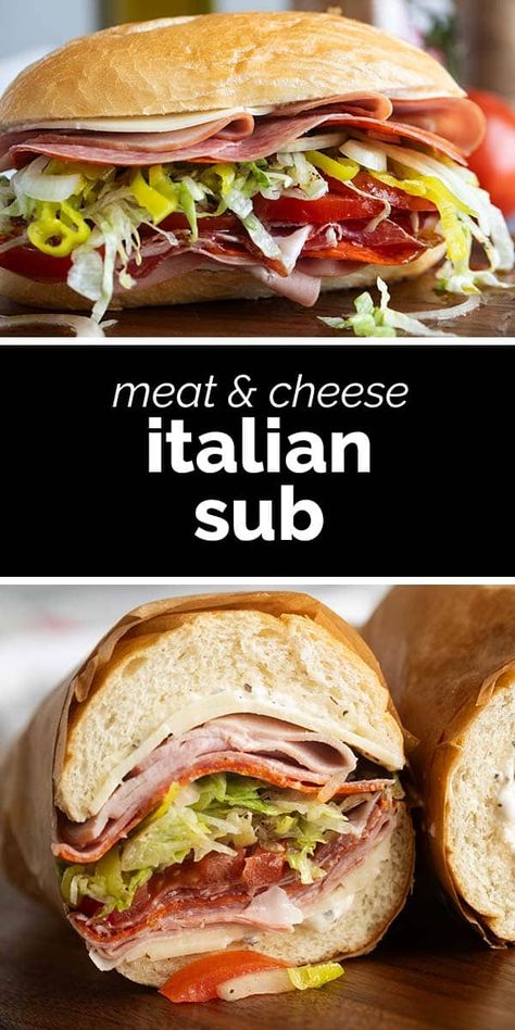 Simple Italian Sandwich, Italian Meat Sandwich, Italian Subs Recipe, At Home Subs, Italian Subs Sandwich Cold, Italian Hoagie Sliders, Italian Sandwich Ideas, Baked Italian Subs, Italian Sub Sandwich Recipe