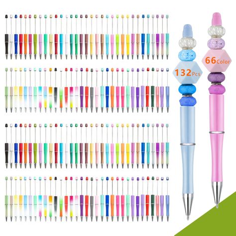 PRICES MAY VARY. 【Adequate Supply for All Your Requirements】You'll receive a total of 132 plastic beadable pens in this set, consisting of 53 solid colors beadable pens and 13 gradient colors beadable pens, with 2 pens for each color. This generous beadable pens quantity ensures that you'll have enough to fulfill your personal needs and even share them with your family. 【Perfect for DIY Projects】Each beadable pens measures approximately 5.7 inches (14.5 cm), making them compatible with most bead Bead Pens Diy, Bead Pens, Diy Pen, Beadable Pens, Beaded Pens, Beadable Products, Gradient Color, School Office, Solid Colors