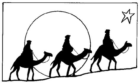 Silhouette for Three Kings Day painting. Rocking Horse Diy, Holiday Food Crafts, Camels Art, Nativity Silhouette, Church Christmas Decorations, Roi Mage, Silhouette Christmas, Church Banners, Nativity Ornaments