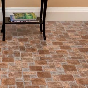 Faux Brick Flooring | Wayfair Brick Vinyl Flooring, Basement Redo, Marble Block, Basement Kitchen, Vinyl Floor Tiles, Vinyl Tile Flooring, Brick Pavers, Concrete Pavers, Brick Flooring