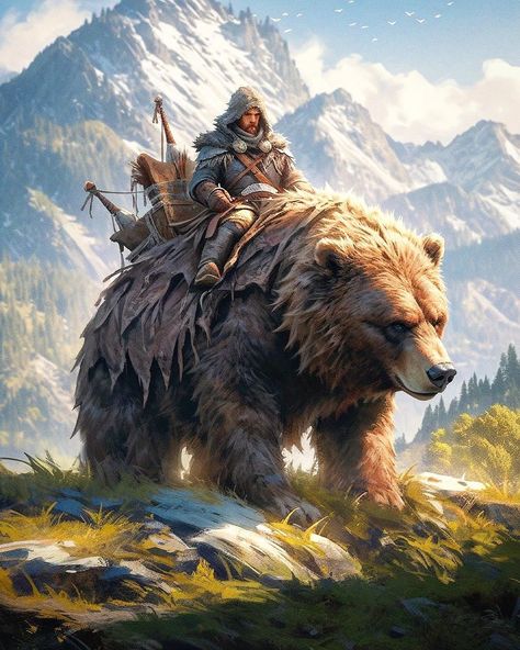 Bear pic Tato Flash, Animal Tattoo Ideas, 다크 판타지, Bear Art, Fantasy Warrior, Arte Animal, 판타지 아트, Fantasy Rpg, Fantasy Inspiration