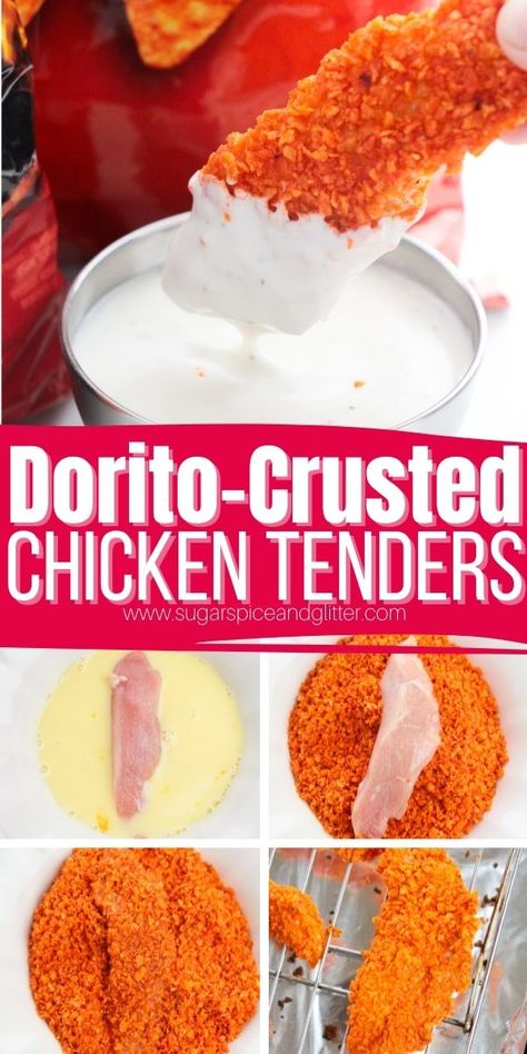 Homemade Breaded Chicken Tenders, Homemade Breaded Chicken, Chicken Tenders Oven, Dorito Chicken Tenders, Homemade Chicken Strips, Homemade Chicken Tenders, Baked Chicken Strips, Crusted Chicken Tenders, Chicken Strip Recipes