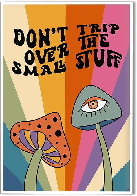 Vintage Funky Mushroom Canvas Wall Art Hippie Motivational Positive Affirmations Quotes Room Aesthetic Posters Cute Prints Painting 70s Decor for Bedroom Living Room 12x16in Unframed Vibey Posters, Room Aesthetic Posters, Groovy Classroom, Mushroom Canvas, Trippy Posters, Posters Diy, Mushroom Poster, Mushroom Paint, Canvas Wall Art Living Room