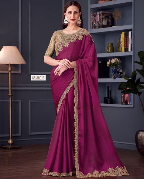 Elevate your style with our stunning party wear designer saree, complete with an unstitched blouse! Perfect for any celebration, this piece combines elegance and sophistication. Don’t miss out on making a statement at your next event! #PartyWear #DesignerSaree #UnstitchedBlouse #Fashionista #StyleInspo #SareeLove #Glamour #FestiveFashion #WeAreEffortlessly . Fabric Details Mention On Photo . Type - Unstitch Size - Up To 2xl(44) Weight - 1 Kg . 💸 Price : Inbox 📥 ✈️ Shipping Extra Reselle... Magenta Saree, Sequins Saree, Bridesmaid Saree, Ghagra Choli, Satin Saree, Half Sleeve Blouse, Embroidery Saree, Wedding Saree, Embroidered Wedding