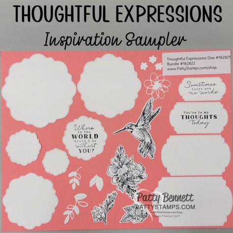 Stampin \'Up! Thoughtful Expressions Bundle Inspiration Sampler unboxing video with Patty Bennett You're In My Thoughts, Patty Bennett, Card Making Ideas, Mini Sales, Free Stamps, Homemade Birthday Cards, Stampin Up Catalog, Bird Cards, Stamping Up Cards