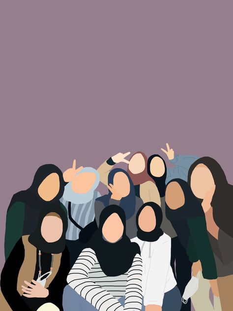 Aesthetic Friendship Wallpaper, Friendship Photos Group, Group Dps For Friends, Friendship Aesthetic Art, Friendship Aesthetic Wallpaper, Illustration Art Friends Group, Friends Cartoon Wallpaper, Hijabi Friends Aesthetic, Group Friends Photos