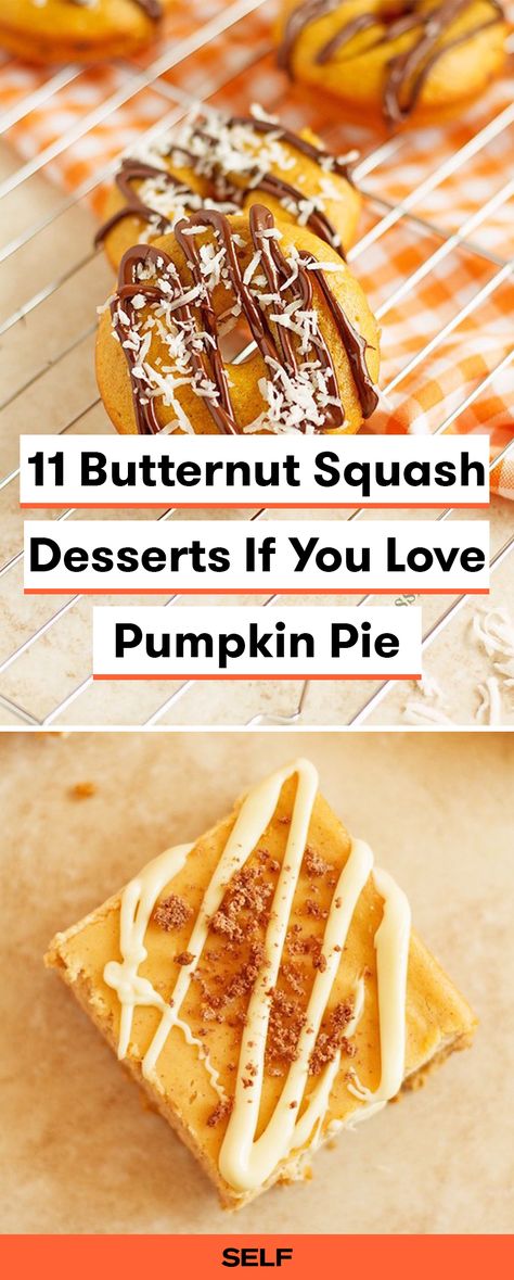 These butternut squash recipes make for delicious, healthy, and occasionally vegan friendly desserts! If you're in the mood for baking, and want a healthy pumpkin pie alternative, try these fall-favorite sweet treats this Thanksgiving. Butternut Squash Bars, Deserts With Butternut Squash, Desserts With Butternut Squash, Butternut Squash Dessert Recipes Healthy, Butternut Squash Sweet Recipes, Butternut Squash Desserts, Butternut Squash Recipes Dessert, Butternut Squash Recipes Sweet, Sweet Butternut Squash Recipes