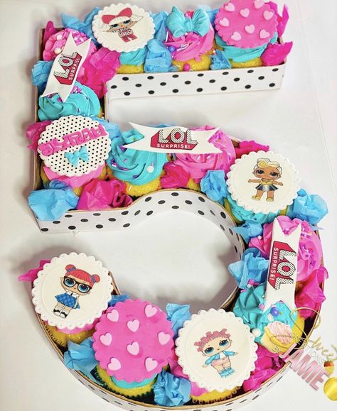 Lol surprise treats, lol cupcakes, lol party, monogram cupcakes Lol Cupcakes, Bday Cupcakes, Monogram Cupcakes, Lol Party, Hi Five, Cupcake Party, 5th Birthday, Cake Ideas, Birthday Parties