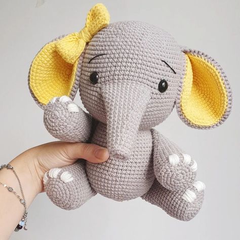 Crochet Elephant Free Pattern - Amigurumi Crochet Elephant Pattern Free, Crocheted Elephant, Amigurumi Elephant Pattern, Elephant Amigurumi, Crochet Elephant Pattern, Confection Au Crochet, Crochet Panda, Crochet Bunny Pattern, Crochet Animals Free Patterns