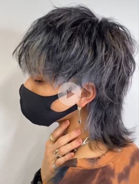 #mullet #wolf #cute #handsome Wolf Mullet Cut, Men Wolf Cut Mullet, Grey Mullet, Wolf Cut Hair Short Mullet, Japanese Mullet, Male Wolf Cut Hairstyle, Wolf Cut Mullet Men, Wolf Mullet Haircut, Wolf Tail Mullet