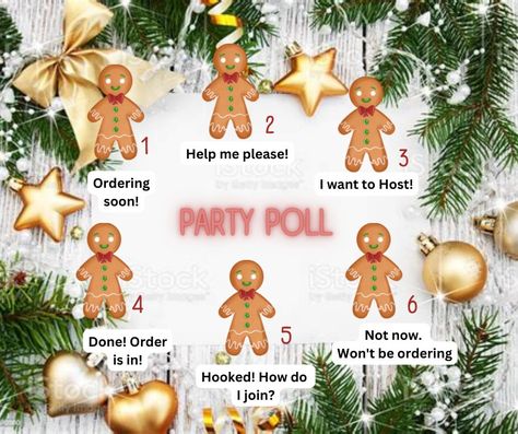 Pampered Chef Christmas Games, Scentsy Holiday Party, Party Polls, Tupperware Christmas, Tupperware Party Ideas, Facebook Party Games, Interaction Posts, Tupperware Party, Chef Ideas