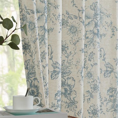 Patterned Drapes, Drapes Bedroom, French Country Curtains, Toile Curtains, Toile Bedding, Curtains Floral, Farmhouse Style Lighting, Window Curtains Bedroom, Pattern Draping