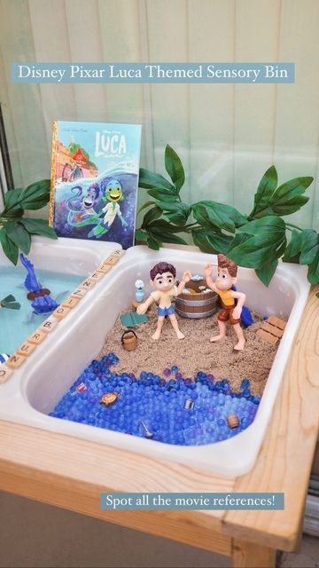 Moana Sensory Bin, Bluey Theme Sensory Bin, Toy Story Sensory Bin, Disney Sensory Bin, Sensory Crafts, Playbased Learning, No Lie, Blue Food Coloring, Disney Mom