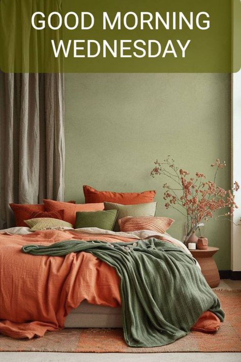 Bedroom Color Ideas, Beautiful Bedroom Colors, Bold Bedroom, Painted Beds, Sage Green Bedroom, Bedroom Orange, Living Room Decor Inspiration, Bedroom Wall Colors, Diy Bedroom