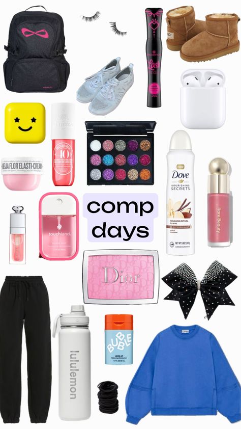 cheer compss #cheer #sports #cheerleading Cheer Must Haves, Cheer Bag Essentials, Cheer Essentials, Sports Mom Bag, Comp Cheer, Summit Cheer, Cheer Practice Outfits, Cheer Music, Cheerleading Bags