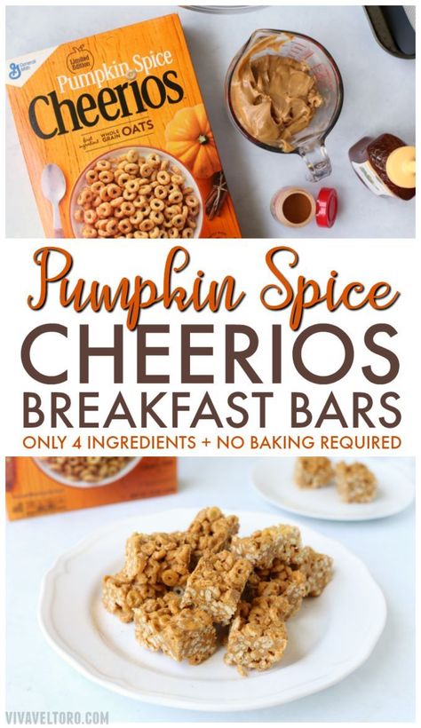 Pumpkin Cheerio Bars, Pumpkin Cereal Bars, Pumpkin Spice Cheerios Recipes, Pumpkin Spice Cheerio Bars, Pumpkin Cheerios Recipes, Cheerio Granola, Cheerios Dessert, Pumpkin Cheerios, Cheerios Bars