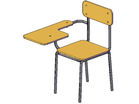 3D design view of desk chair dwg file - Cadbull Retro School, Modern Drawing, School Desk, Drawing Block, School Desks, Autocad Drawing, Cad Drawing, Three Seater Sofa, Kitchen Furniture Design