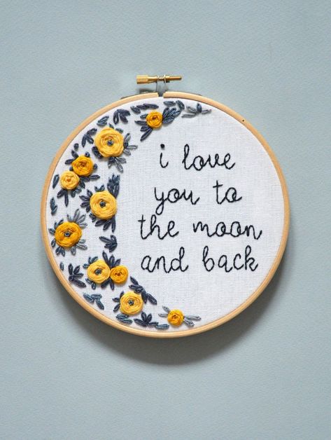 A fun curated list of moon embroidery patterns! Lots of celestial designs to hand stitch, including embroidery kits and free embroidery patterns. Wildflower Embroidery, Free Embroidery Patterns Machine, Bird Embroidery Pattern, Rose Embroidery Pattern, Broderie Simple, Hand Embroidery Patterns Free, Beginner Embroidery, Beginner Embroidery Kit, Floral Embroidery Patterns