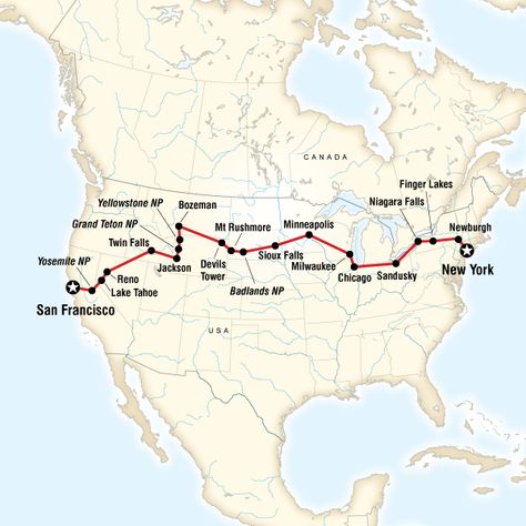 Map of the route for Coast to Coast Camping Westbound Road Trip Map, Rv Road Trip, Cross Country Road Trip, Road Trip Routes, National Park Road Trip, Us Road Trip, Travel Route, American Road Trip, Road Trip Planning