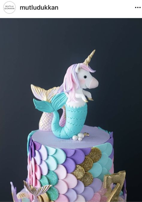 Cake Designs Mermaid, Mermaid Ballerina Cake, Unicorn Cake Aesthetic, Mermicorn Cake Ideas, Unicorn Mermaid Birthday Cake, Unicorn And Mermaid Cake, Mermaid Unicorn Birthday Cake, Mermaid And Unicorn Cake, Cake For 5 Year Girl