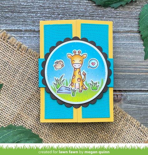 First Saturday with Megan {5.1.21} Megan's Wild Gate-fold Card - Lawn Fawn Lawn Fawn Shutter Card, Megan Quinn, Toadally Awesome, Paint Board, Shutter Card, Lawn Fawn Blog, Lawn Fawn Cards, Mama Elephant, Butterfly Kisses