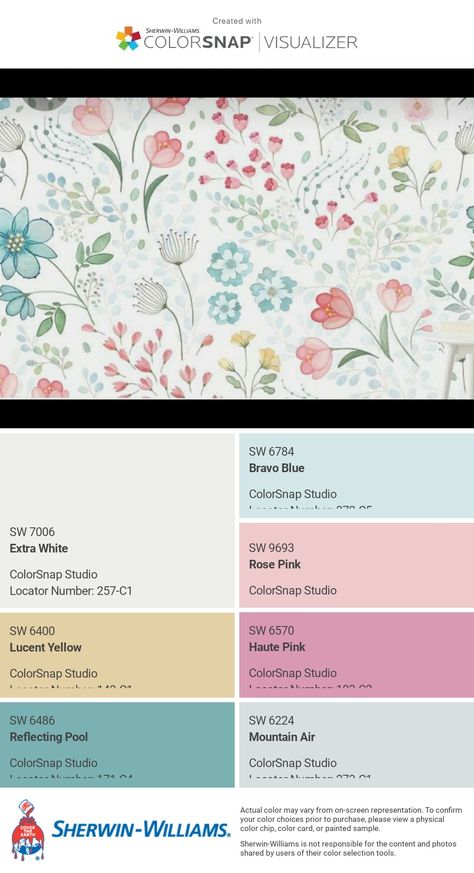 Playroom Paint Colors Sherwin Williams, Cottage Core Color Palette, Cottage Color Palette, Playroom Paint Colors, Playroom Paint, Sherwin Williams Blue, Tiny Garden Ideas, Color Mixing Guide, Spa Colors