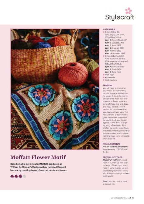 Crochet Persian Tiles Pattern, Persian Tiles Crochet Pattern, Crochet Jane Crowfoot Blankets, Persian Tile Crochet Blanket, Wild Roses Crochet Blanket, Knitted Afghans, Crochet Magazine, Crochet Blocks, How To Purl Knit