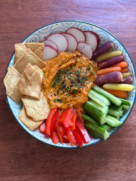 Roasted Red Pepper Hummus (Without Tahini) - Baking My Marq April 9, 2023 Tahini Baking, Hummus Without Tahini, Sesame Allergy, Pepper Hummus, Roasted Red Pepper Hummus, Red Pepper Hummus, Make Hummus, Pita Chips, Roasted Red Pepper