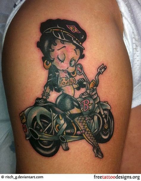 Betty boop Spooky Betty Boop Tattoo, Betty Boop Memorial Tattoo, Gothic Betty Boop Tattoo, Betty Boop Motorcycle Tattoo, Betty Boop Harley Davidson, Boo Tattoo, Betty Boop On Motorcycle Tattoo, Harley Davidson Motorcycles Dyna, Motorcycle Tattoo