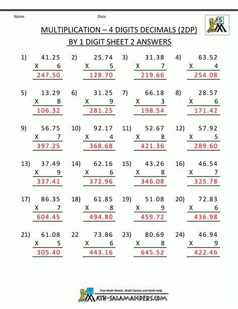 Multiplication Patterns With Decimals Worksheets 2 Digit Multiplication Worksheets, Subtracting Decimals Worksheet, Decimal Chart, Decimal Multiplication, Grade 5 Math Worksheets, Multiplication Worksheet, Integers Worksheet, 5th Grade Worksheets, Multiplying Decimals