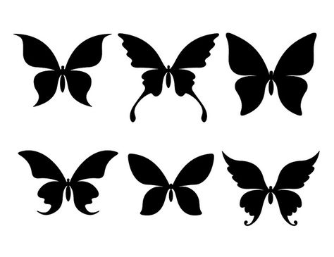 LARGE free Butterfly Silhouettes - in solid black | Flickr - Photo Sharing! Black Butterfly Tattoo, Silhouette Butterfly, Butterfly Silhouette, Butterfly Stencil, Butterfly Template, Silhouette Template, Diy Butterfly, Butterfly Illustration, Butterfly Wedding