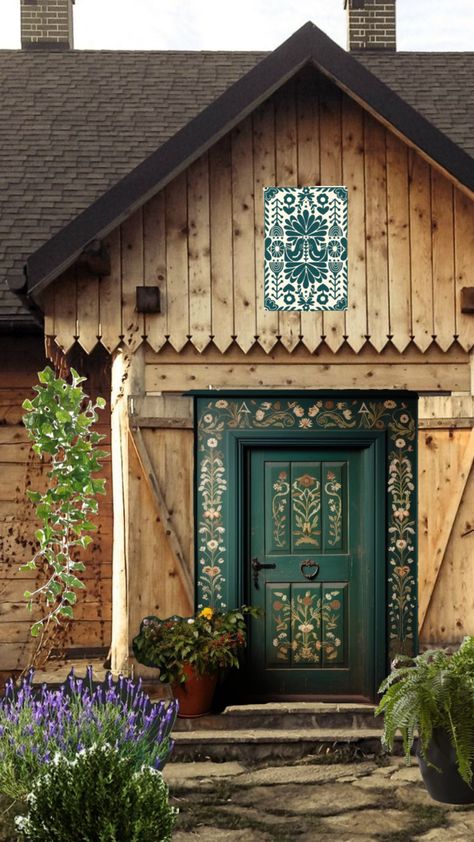 Dream home #scandinavian #cottageaesthetic Nordic Cottage Exterior, Scandinavian House Exterior Nordic Style, Gingerbread Cabin, Scandinavian Porch, Scandinavian Door, Scandinavian House Exterior, Norwegian Cottage, Great Room Addition, Finland House