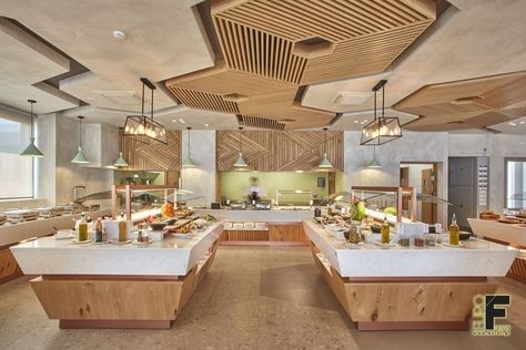 Restaurant Buffet Design, Hotel Buffet Design, Buffet Restaurant Design, Restaurant Interior Design Plan, Breakfast Buffet Restaurant, Canteen Design, Open Buffet, Hotel Restaurant Design, Rooftop Restaurant Design