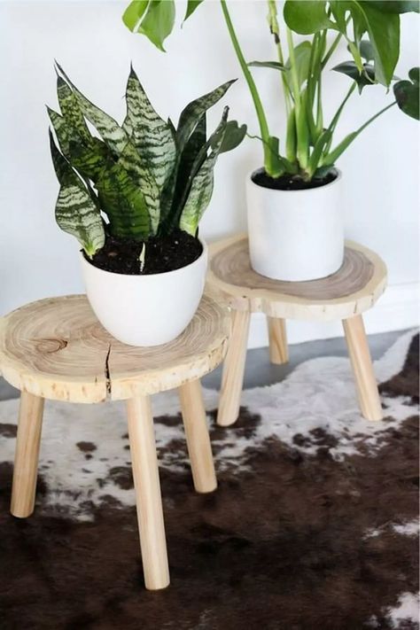 33 DIY Projects for Antique-Style Plant Stands Making A Plant Stand, Wooden Plant Stands Indoor Diy, Diy Planter Stand, Diy Plant Stands, Wooden Plant Stands Indoor, Vintage Plant Stand, Plant Stand Ideas, Rustic Plant Stand, Mid Century Plants