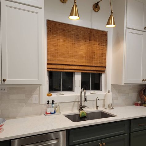 Maple Wood Blinds, Blind For Kitchen Window, Blinds For Kitchen Window Ideas, Bamboo Blinds Kitchen, Rattan Blinds, Curtains And Shutters, Kitchen Window Blinds, Kitchen Sink Window, Kitchen 2023