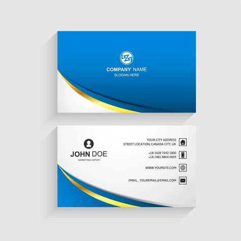 Canada City, Modern Business Card, Card Business, Curve Design, Football Design, Modern Business Cards, Logo Business, Business Card Template, Blue And Gold