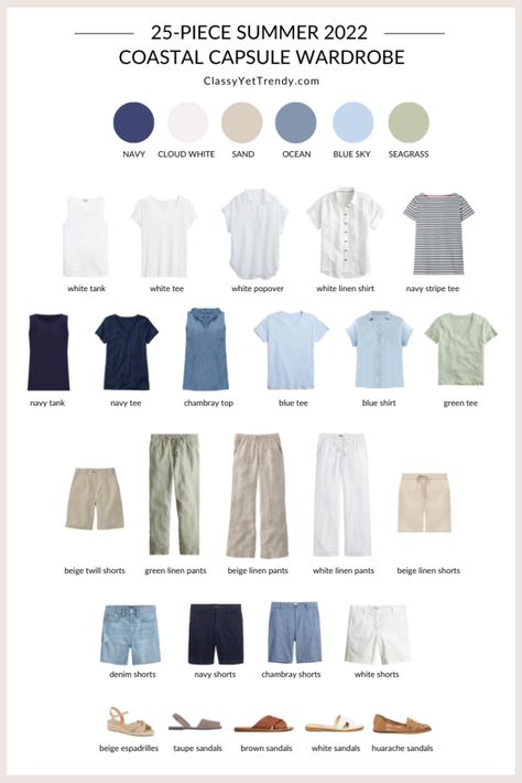 Classy Yet Trendy Summer, Coastal Summer Aesthetic Outfits, Minimalist Coastal, French Countryside Style Fashion, Minimalist Summer Outfits Women, Coastal Capsule Wardrobe 2023, Coastal Grandma Outfits Summer, Coastal Grandmother Jewelry, Nantucket Fashion Summer