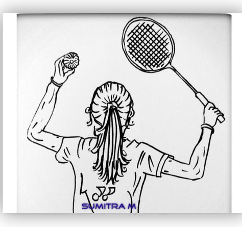 Badminton Aesthetic Drawing, Badminton Drawing Sketch, Badminton Quotes Motivation, Playing Badminton Drawing, Badminton Poster Design, Badminton Anime, Badminton Logo Design, Badminton Workout, Badminton Drawing