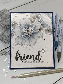 Statement Flowers Altenew, Tone On Tone Cards Handmade, Zig Markers, Altenew Cards, Brush Markers, Card Making Supplies, Embossed Cards, Photopolymer Stamps, Floral Image