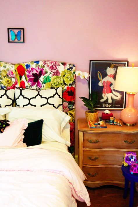 Mimosa Lane: Bigger Girl Room Floral Headboard, Murs Roses, Big Girl Bedrooms, Floral Bedroom, Future Room, Wood Headboard, Big Girl Rooms, Pink Walls, Designers Guild